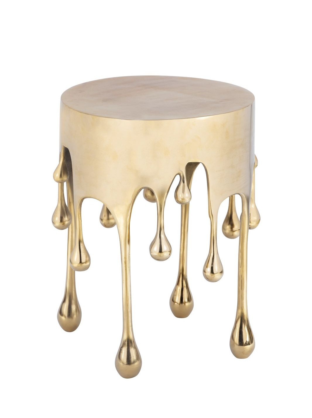 Drop Table – Artistic Golden Sculptural Side Table with Drip-Leg Design and Metallic Finish