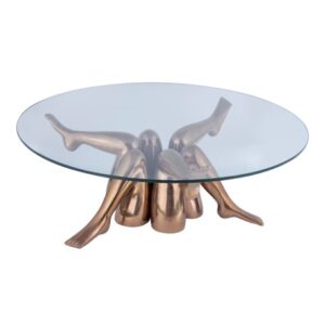 Beine Center Table – Artistic Human Leg Sculptural Table with Round Glass Top