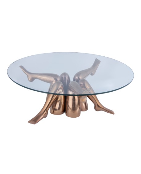 Beine Center Table – Artistic Human Leg Sculptural Table with Round Glass Top