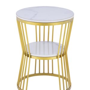 Chicago Side Table – Golden Table with Sleek Marble Top