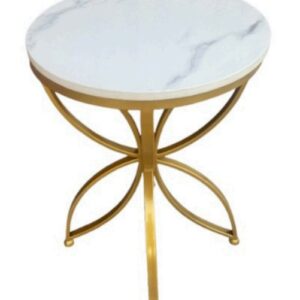 Lily Side Table – Compact Golden Table with Marble Top