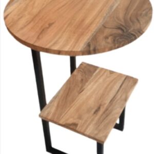 Step Table – Wooden Top Table with Black Metallic Frame
